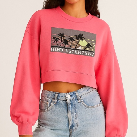 ALEXANDER WANG | Mind Detergent | Cropped Sweatshirt — Hot Pink | Size Large - Picture 1 of 9